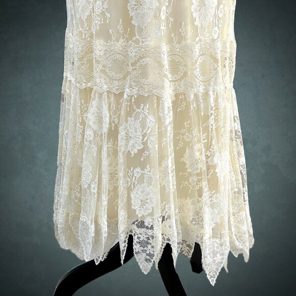 VTG 80s JESSICA MCCLINTOCK Ivory Lace Victorian Style Wedding Dress High Neck 6 - Picture 10 of 12